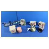 Knick Knack Lot-Hen on Nest Carnival Glass, Clock&