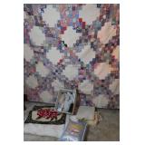 Vintage Hankerchief, Bed Linens Quilt 81x72 &more