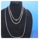 3 Sterling Chains(20"Rope,30" Herringbone,18"