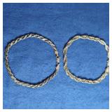 2 Sterling Bracelets-7.5", 8"  17.4gr TW