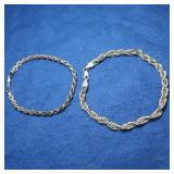 2 Sterling Bracelets-7.5",8" 17.7gr