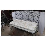 Outdoor Metal Bench 2/Cushions-51Lx23"Wx38"H