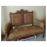 Antique Settee w/Ornate Wood-see pic for