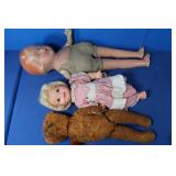 Antique Doll, Bear,1967 Mattel Talking Doll(as is)