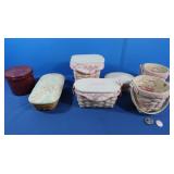 6 Longaberger Baskets, 1 Longaberger Sm. Crock