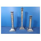 3 Towle Silver Plated Candlesticks w/Abolone