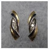 10K Earring w/Diamonds-1.5gr