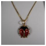 14K Box Chain w/Ladybug Charm 18" Chain-4.0gr
