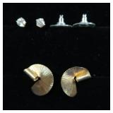 14K Earrings(1 Pr. w/Cubic Zirconia Stone)-1.5gr