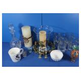 Glass Beer Steins,Carafe, Candles&more