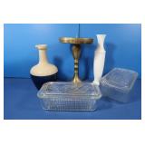 Covered Glass Dishes, Vase&more