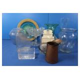 Glass Apple Candy Dish,Green Glass Vase&Dish,Candy