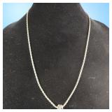Sterling Necklace w/CZ Bead-24" Chain-16gr