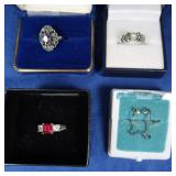 3 Sterling Rings-10gr(Amethyst w/Marcasites-Sz 6,