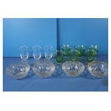 Green Glass Goblets,Crystal Gold Rimmed Bowls,