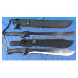 2 Machetes w/Covers-Schrade&Gerber