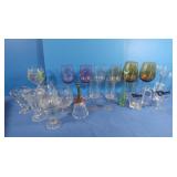Green Bud Vase, Wine &Water Goblets