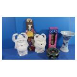 Delft Holland Vase, Oriental/Asian Figurines,