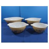 Vintage Pyrex Homestead Set of 4 Cinderella Bowls