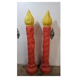 2 Vintage Christmas Candle Blow Molds, Weighted,