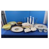 Milk Glass Vases, Platters, Pyrex Mug &More