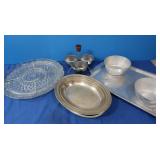 Asst Metal Serving Dishes- Alum, Hammered Metal