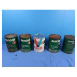 5 Vintage 1qt Oil Cans, Valvoline, Kendall