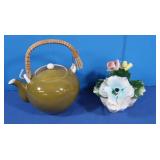 Vintage Capodimonte &Made In Japan Green Tea Pots