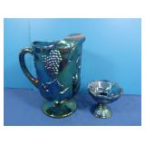 Vintage Indiana Blue Carnival Glass, 2pc