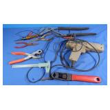 Tool Lot- Lg Adjustable Wrench, Leather Punch,