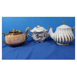 3 Tea Pots- Sudlows, Sadler, Gold Detail