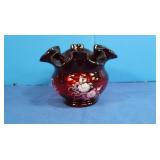 Vintage Fenton Handpainted Ruffled Glass Flower