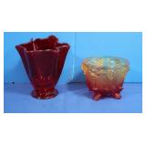 Amberina Bowl, Red Vase