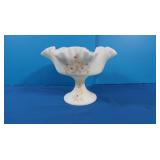 Vintage Fenton Handpainted Signed Vaseline Glass