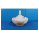 Vintage Fenton Handpainted Signed Vaseline Glass