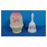 Vintage Fenton Handpainted Signed Vaseline Glass