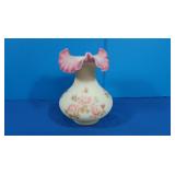 Vintage Fenton Handpainted Signed Vaseline Glass