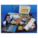 Bait Box, Fishing Line, Hooks, Bobbers w/Brain