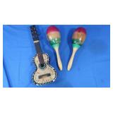 Mexico & Tijuana Maracas, Wooden Mini Guitar