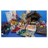 Misc Lot- Home Decor, Nativity Scene, Shower
