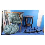 Wood Table, Metal Wall Hanging, Sewing Organizer