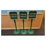3 Metal Visitor Parking Signs 16wx32"H