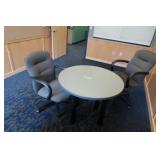 Round Office Table-36"Dia x30"H, 2 Office Chairs