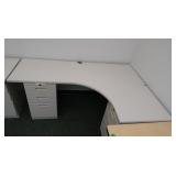 Cubicle Desk-Corner Section w/File Cabinets