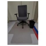 Multi-Adj. Office Chair, Carpet Protector&TrashCan