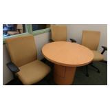 Round Table 36"Dx29"H, 3 Office Chairs