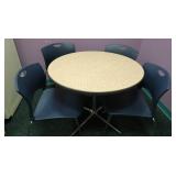 Table (35"Dia x30"H)  w/4 Plastic Chairs