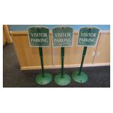 3 Metal Visitor Parking Signs 16wx32"H