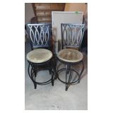 2 Wrought Iron Swival Padded Chairs-16"Rd, 40"H