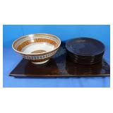 Holiday Serving Tray(18x11)& 7-8" Plates&Japenese